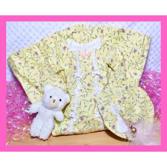 BJD 1/3 Volks Super Dollfie SD16 Girl Yellow Floral Dress Gown Hat Lot - Picture 2 of 9